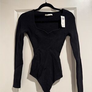 Abercrombie & Fitch Black Ribbed Bodysuit